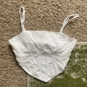 Hesperus White Eyelet Crop Tank Top